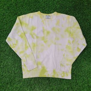 Champion Sweatshirt Medium 22x25 Green White Baggy